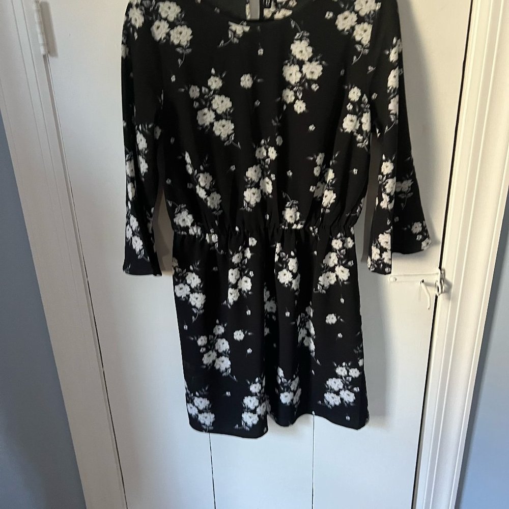 Divided Black Floral Dress, size 12